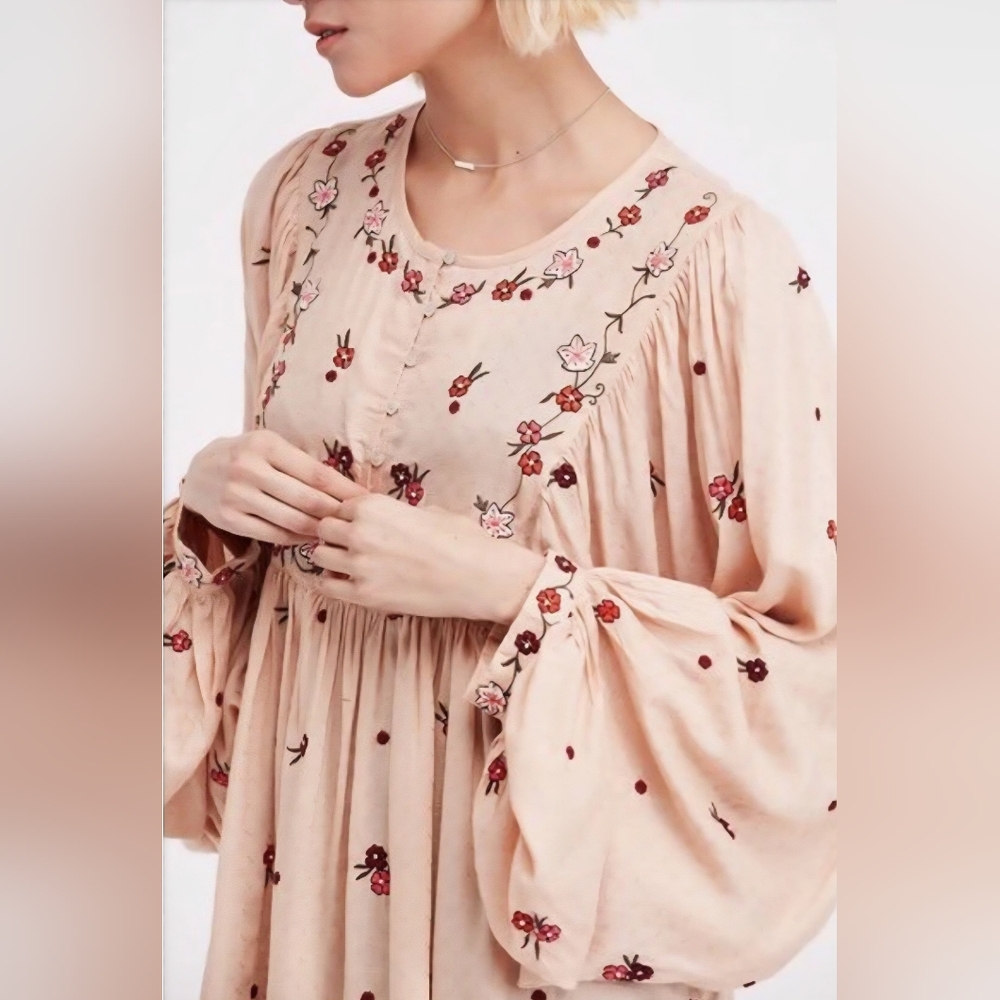 Free People Kiss From A Rose Tunic Boho Top Coral Size Small